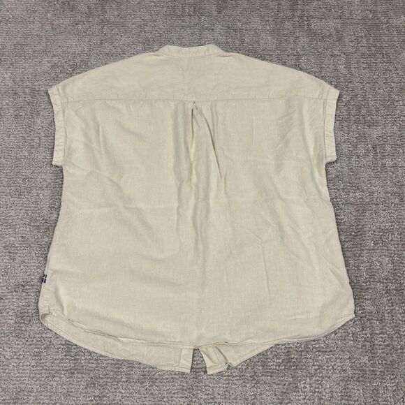Fjallraven Shirt Womens Large Övik Hemp Beige Button Down Short Sleeve - Picture 6 of 8